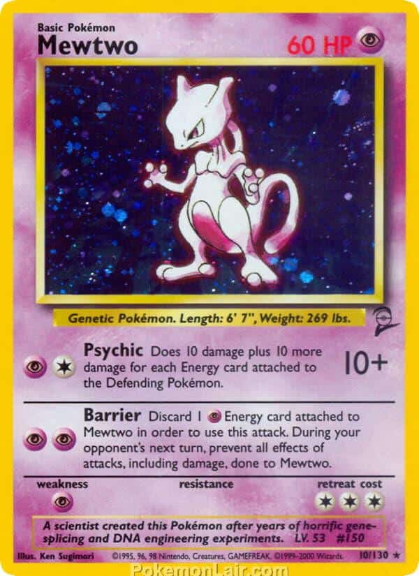 2000 Pokemon Trading Card Game Base 2 Price List 10 Mewtwo