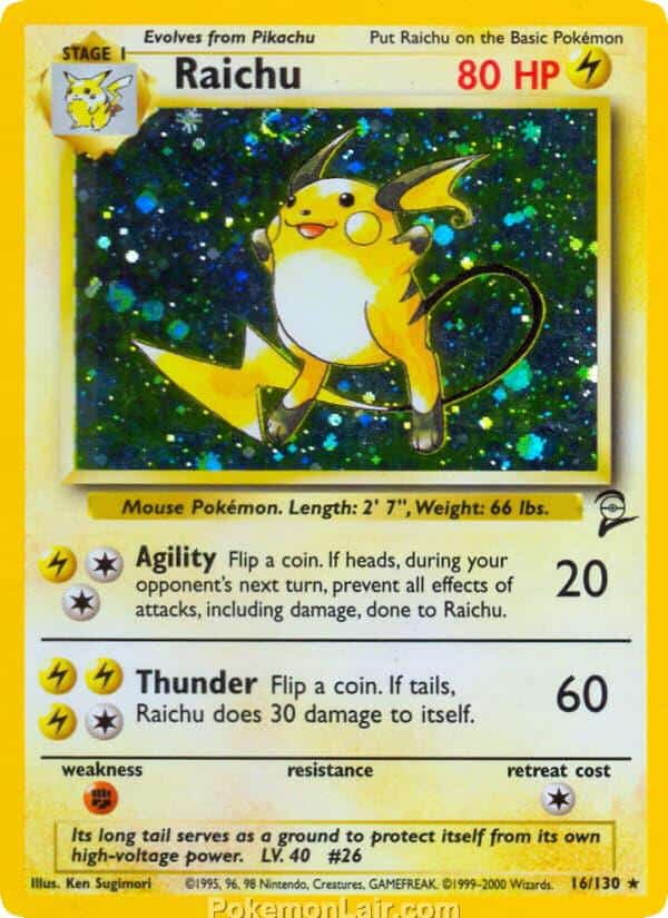 2000 Pokemon Trading Card Game Base 2 Price List 16 Raichu