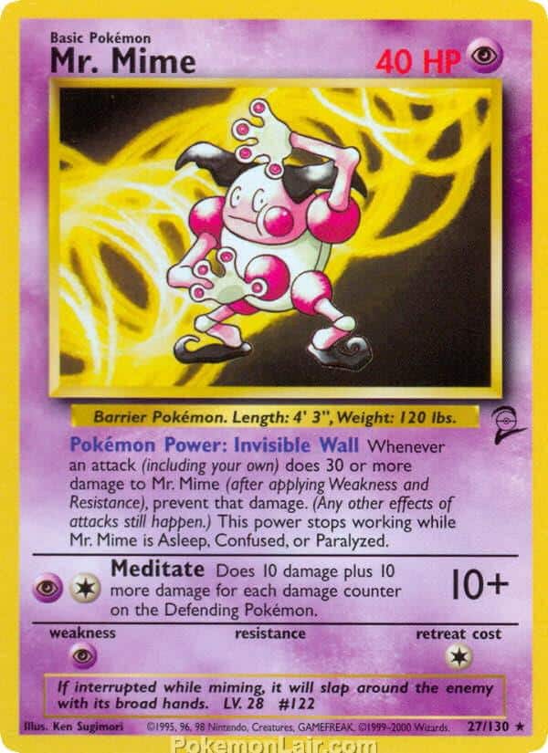 2000 Pokemon Trading Card Game Base 2 Price List 27 Mr. Mime