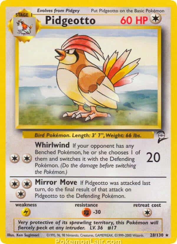 2000 Pokemon Trading Card Game Base 2 Price List 28 Pidgeotto