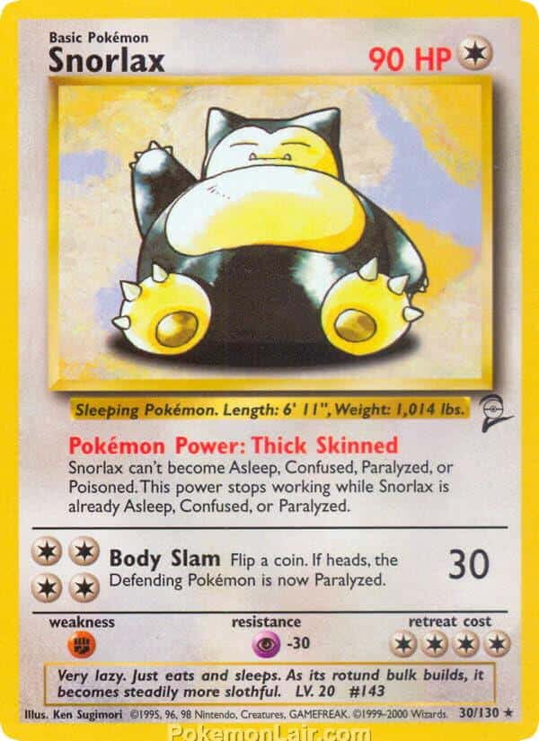 2000 Pokemon Trading Card Game Base 2 Price List 30 Snorlax