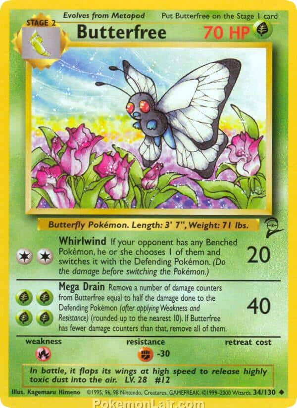 2000 Pokemon Trading Card Game Base 2 Price List 34 Butterfree