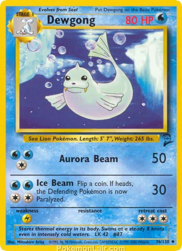 2000 Pokemon Trading Card Game Base 2 Price List 36 Dewgong