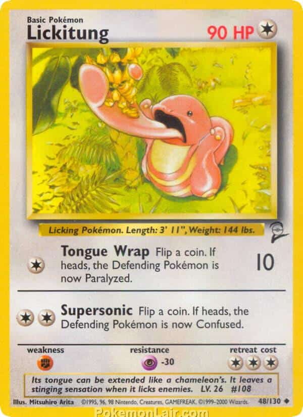 2000 Pokemon Trading Card Game Base 2 Price List 48 Lickitung