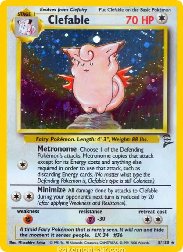 2000 Pokemon Trading Card Game Base 2 Price List 5 Clefable