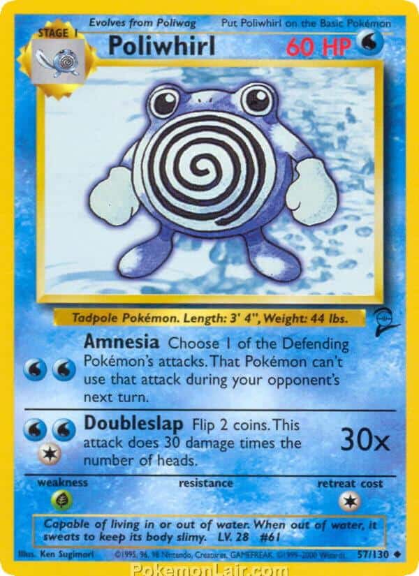2000 Pokemon Trading Card Game Base 2 Price List 57 Poliwhirl