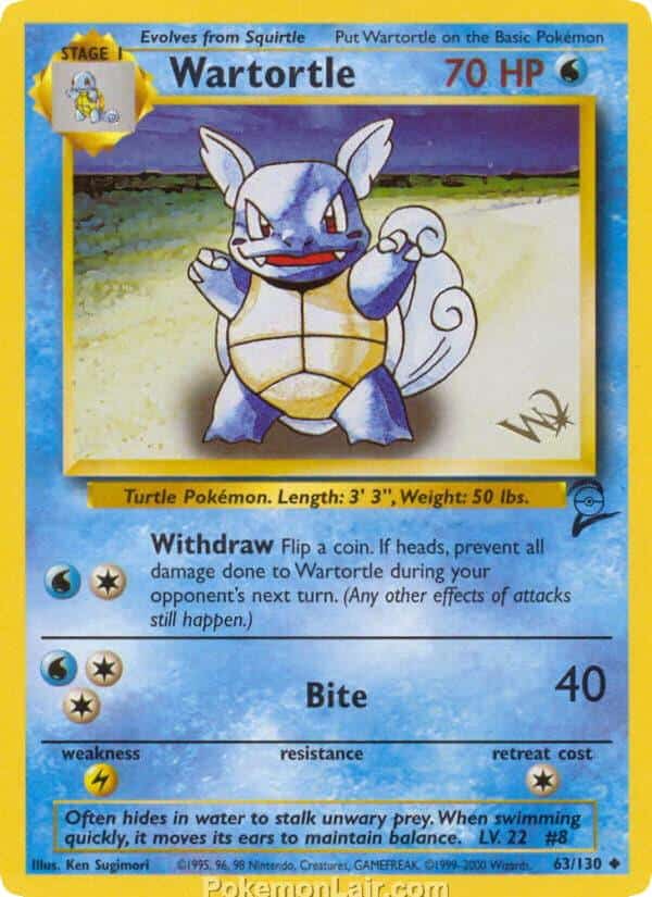 2000 Pokemon Trading Card Game Base 2 Price List 63 Wartortle