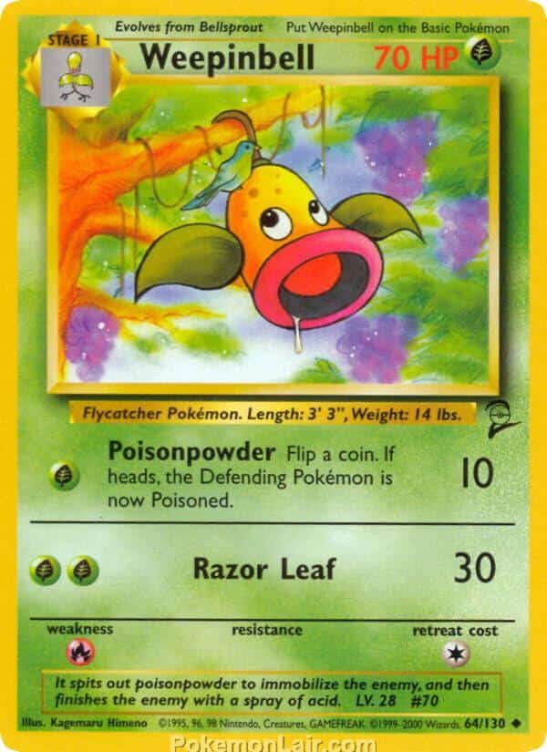 2000 Pokemon Trading Card Game Base 2 Price List 64 Weepinbell