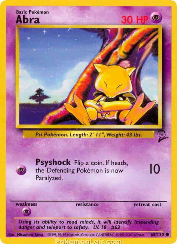 2000 Pokemon Trading Card Game Base 2 Price List 65 Abra