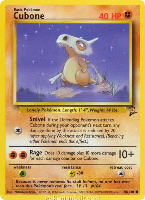 2000 Pokemon Trading Card Game Base 2 Price List 70 Cubone