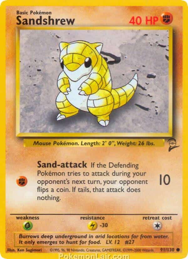 2000 Pokemon Trading Card Game Base 2 Price List 91 Sandshrew