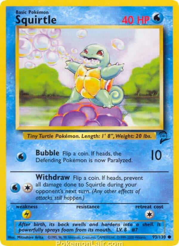 2000 Pokemon Trading Card Game Base 2 Price List 93 Squirtle