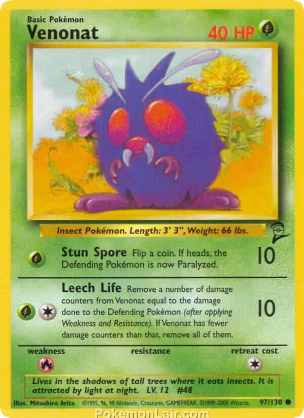 2000 Pokemon Trading Card Game Base 2 Price List 97 Venonat