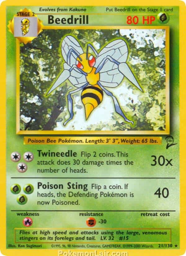 2000 Pokémon TCG Base 2 Set - 21 - Beedrill