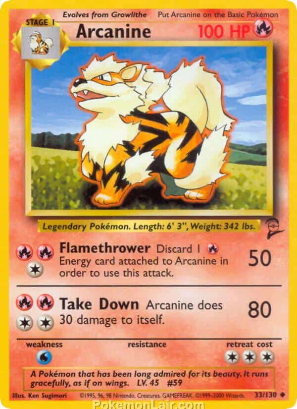 2000 Pokémon TCG Base 2 Set - 33 - Arcanine