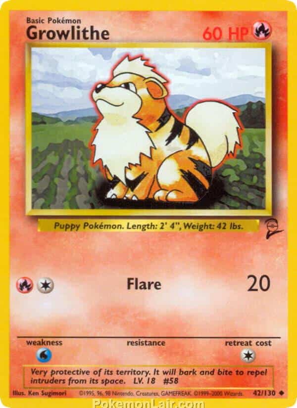 2000 Pokémon TCG Base 2 Set - 42 - Growlithe