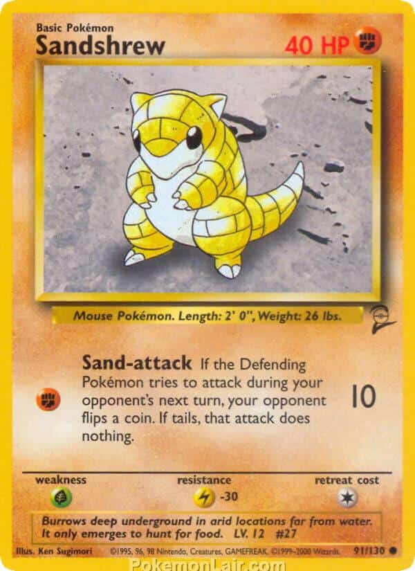 2000 Pokémon TCG Base 2 Set - 91 - Sandshrew