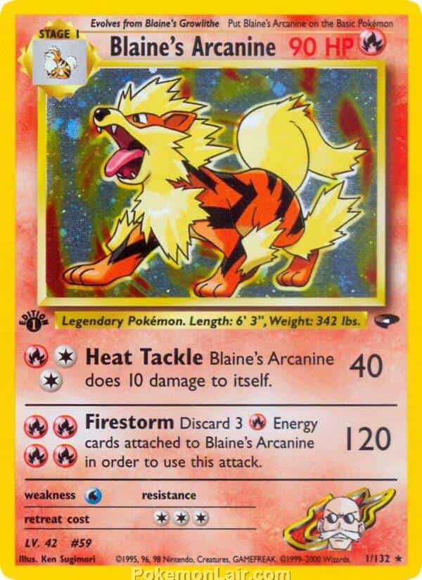 2000 Pokemon Trading Card Game Gym Challenge Price List 1 Blaines Arcanine