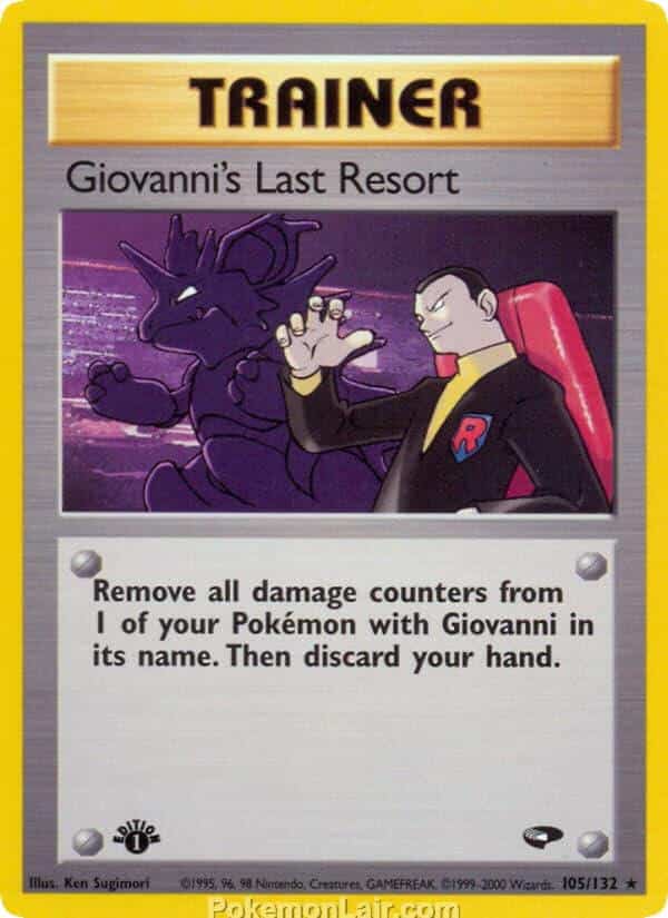 2000 Pokemon Trading Card Game Gym Challenge Price List 105 Giovannis Last Resort
