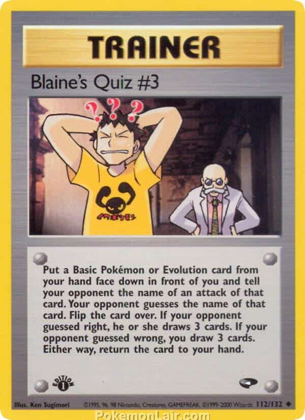 2000 Pokemon Trading Card Game Gym Challenge Price List 112 Blaines Quiz 3