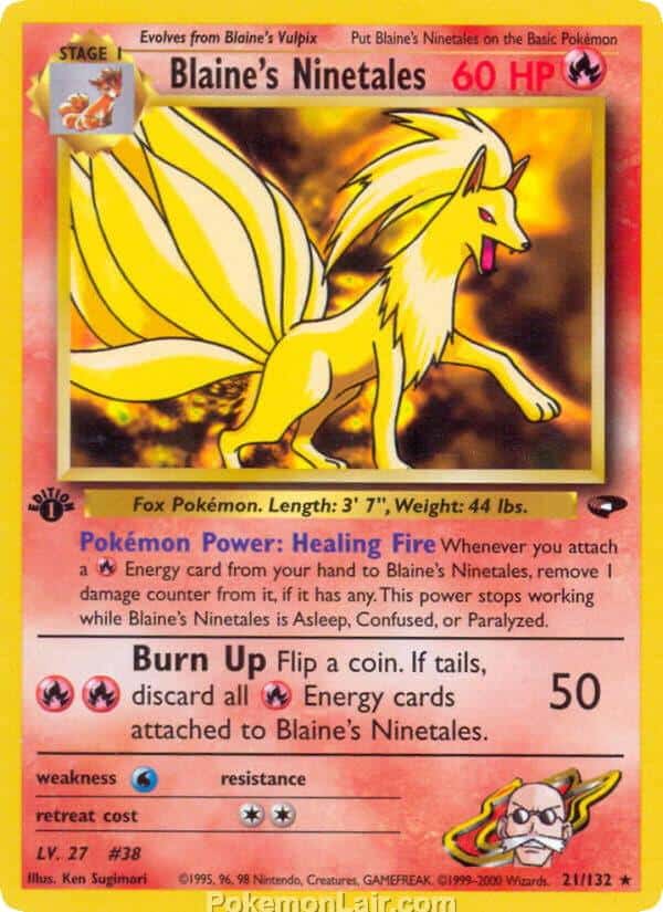 2000 Pokemon Trading Card Game Gym Challenge Price List 21 Blaines Ninetales