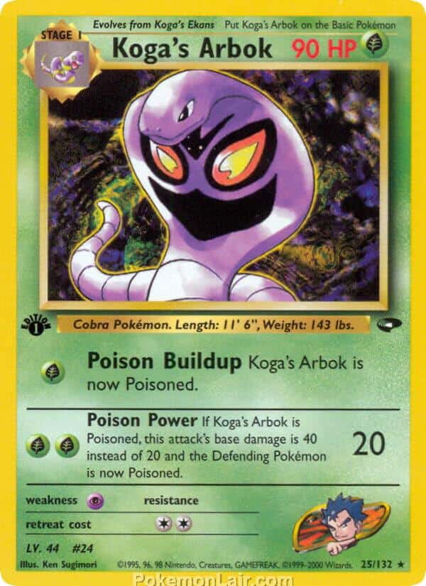 2000 Pokemon Trading Card Game Gym Challenge Price List 25 Kogas Arbok