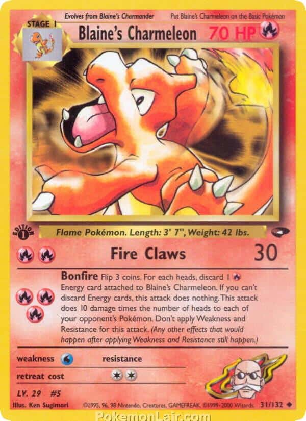 2000 Pokemon Trading Card Game Gym Challenge Price List 31 Blaines Charmeleon