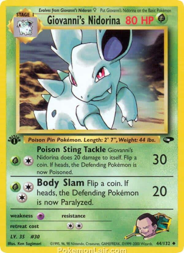 2000 Pokemon Trading Card Game Gym Challenge Price List 44 Giovannis Nidorina