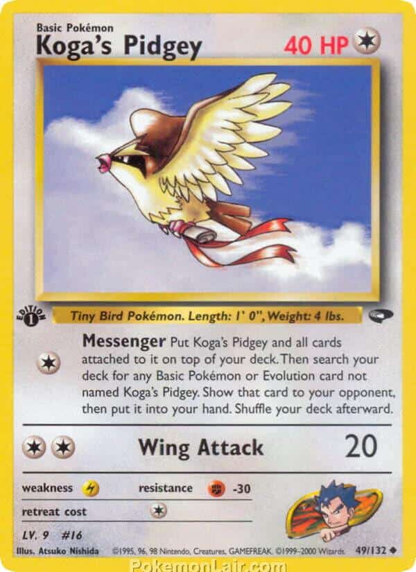 2000 Pokemon Trading Card Game Gym Challenge Price List 49 Kogas Pidgey