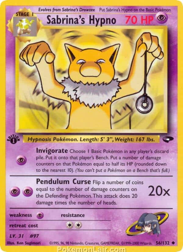 2000 Pokemon Trading Card Game Gym Challenge Price List 56 Sabrinas Hypno