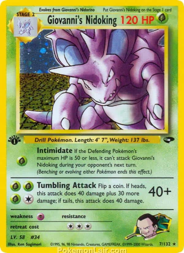 2000 Pokemon Trading Card Game Gym Challenge Price List 7 Giovannis Nidoking