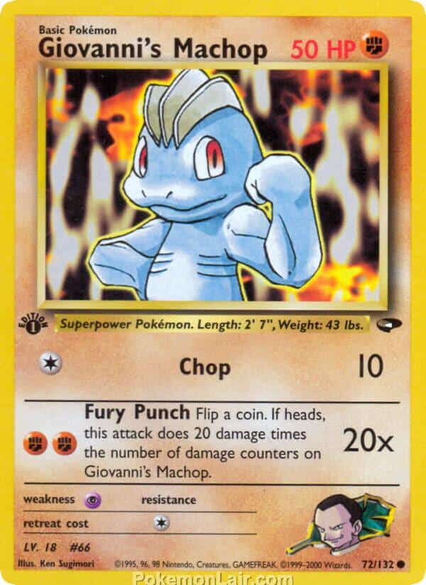 2000 Pokemon Trading Card Game Gym Challenge Price List 72 Giovannis Machop