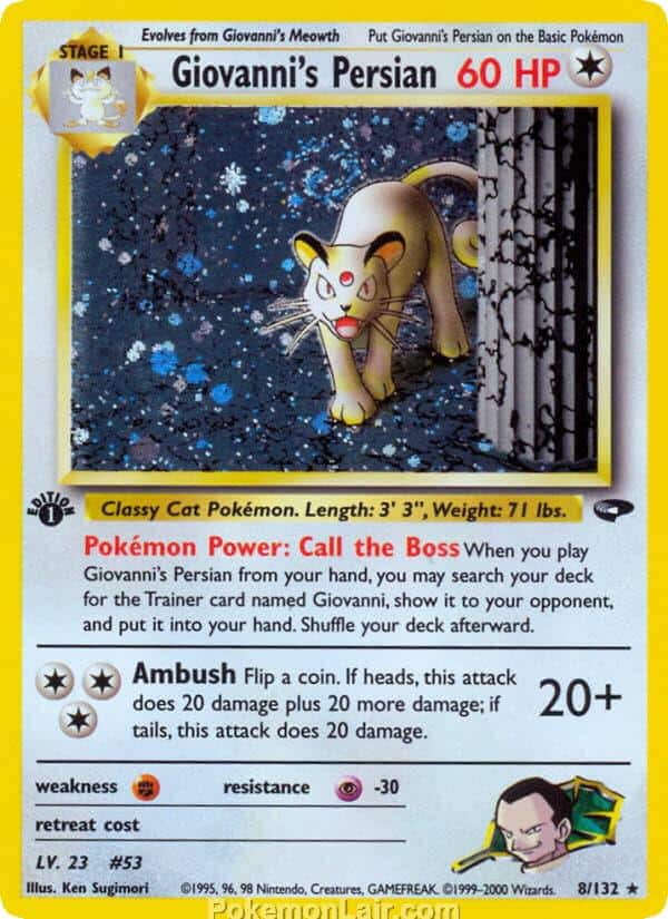 2000 Pokemon Trading Card Game Gym Challenge Price List 8 Giovannis Persian