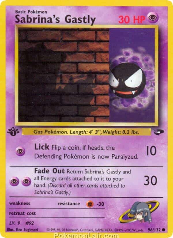 2000 Pokemon Trading Card Game Gym Challenge Price List 96 Sabrinas Gastly