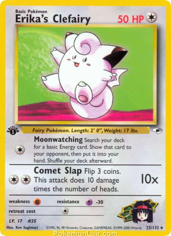 2000 Pokemon Trading Card Game Gym Heroes Price List 25 Erikas Clefairy