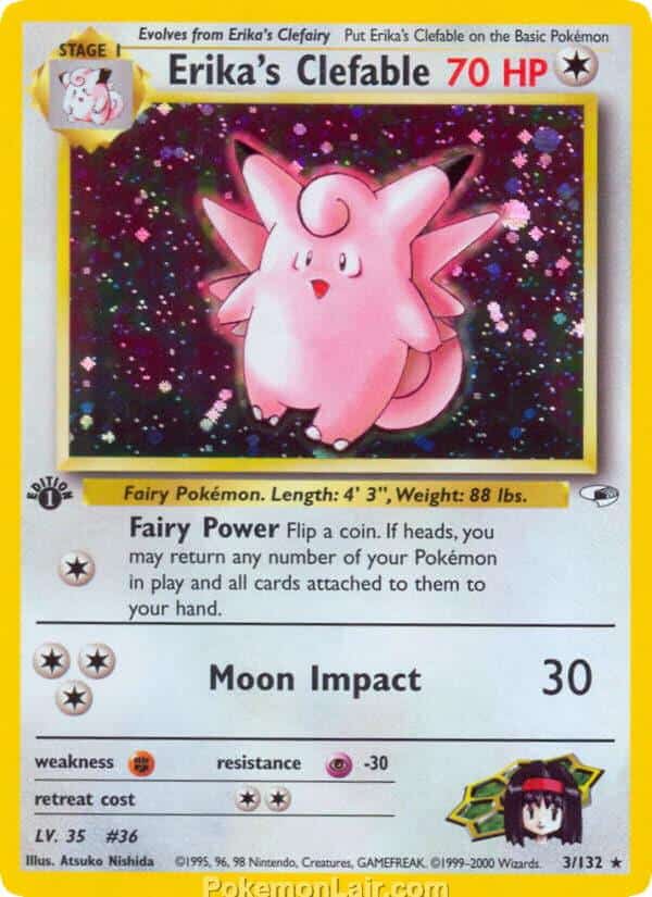 2000 Pokemon Trading Card Game Gym Heroes Price List 3 Erikas Clefable