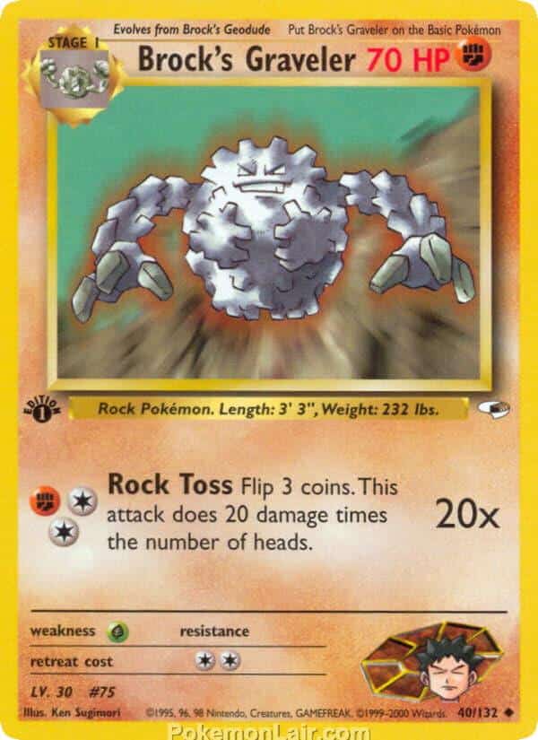 2000 Pokemon Trading Card Game Gym Heroes Price List 40 Brocks Graveler