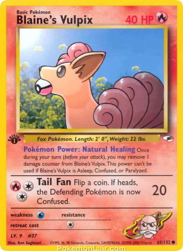 2000 Pokemon Trading Card Game Gym Heroes Price List 65 Blaines Vulpix