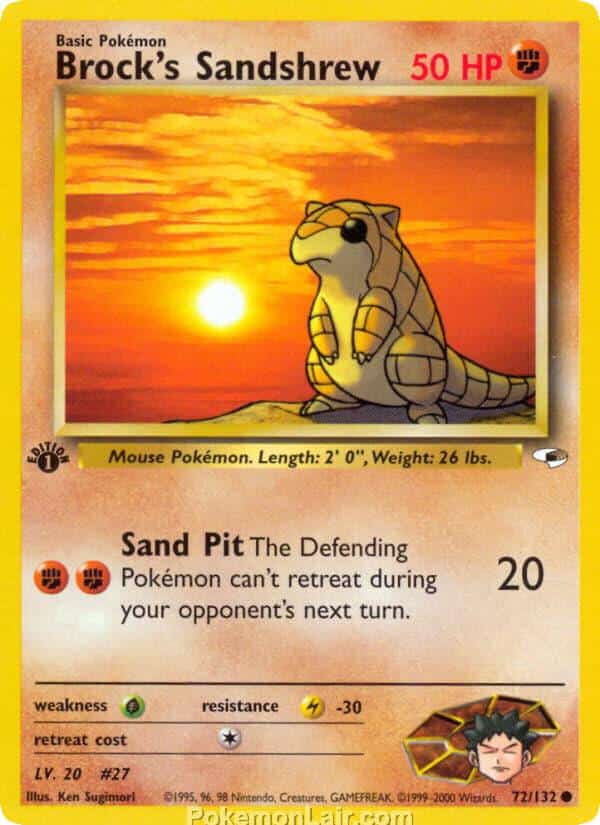 2000 Pokemon Trading Card Game Gym Heroes Price List 72 Brocks Sandshrew