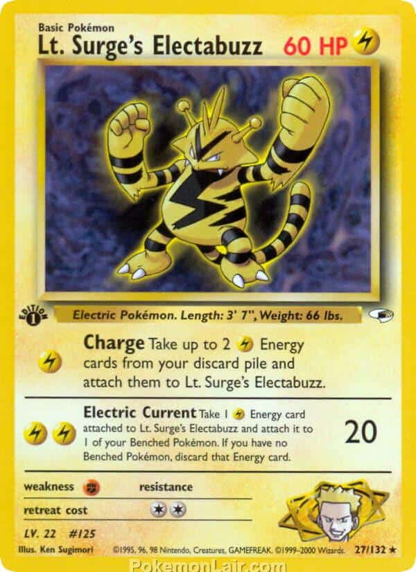 2000 Pokémon TCG Gym Heroes Set - 27 - Lt. Surges Electabuzz