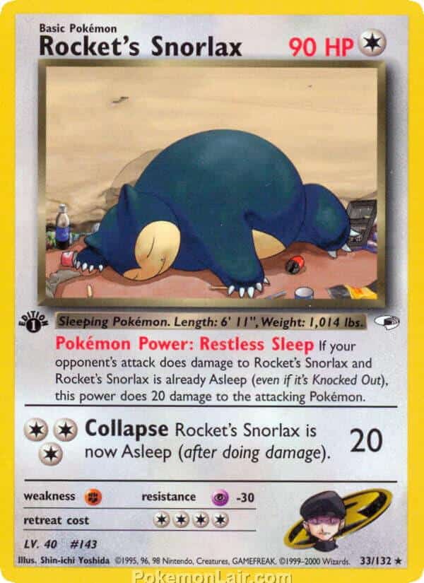 2000 Pokémon TCG Gym Heroes Set - 33 - Rockets Snorlax