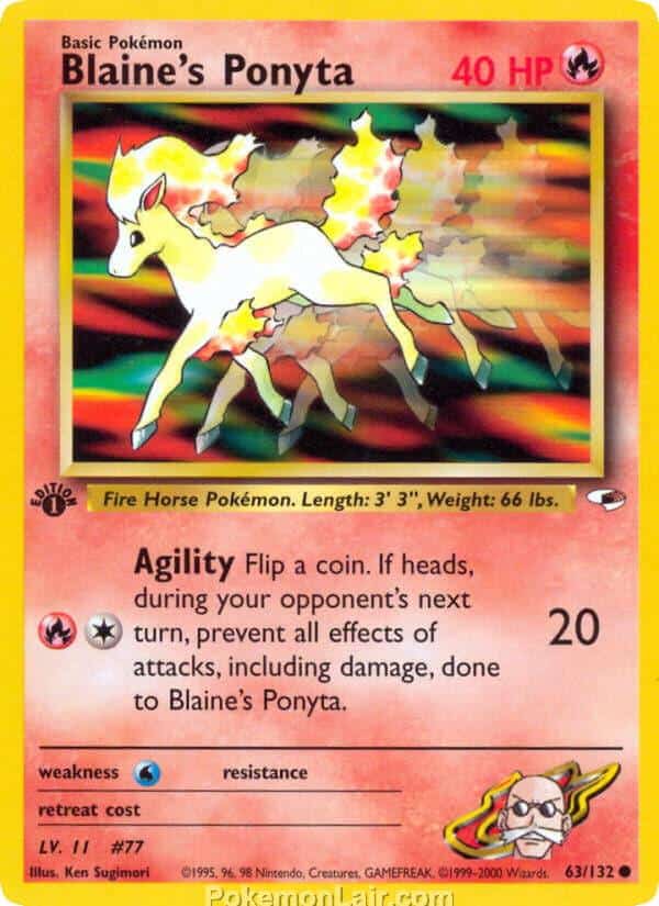2000 Pokémon TCG Gym Heroes Set - 63 - Blaines Ponyta