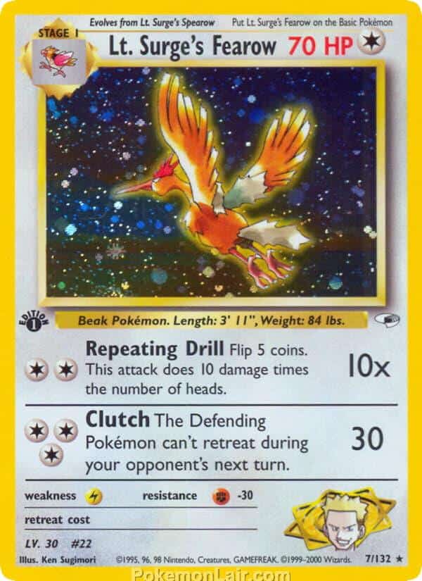 2000 Pokémon TCG Gym Heroes Set - 7 - Lt. Surges Fearow