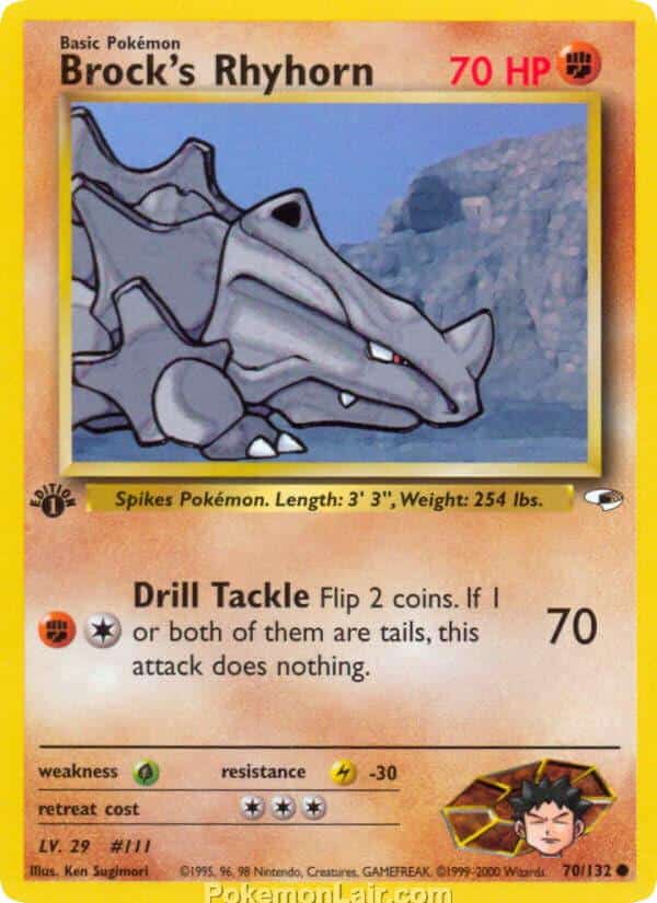 2000 Pokémon TCG Gym Heroes Set - 70 - Brocks Rhyhorn