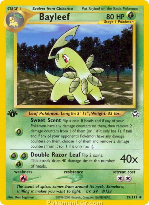 2000 Pokemon Trading Card Game NEO Genesis Price List 29 Bayleef