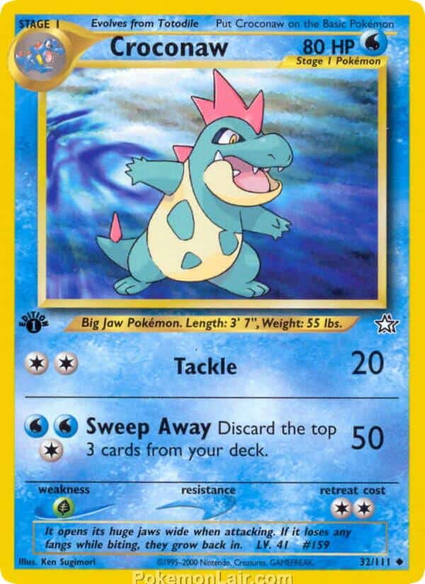 2000 Pokemon Trading Card Game NEO Genesis Price List 32 Croconaw