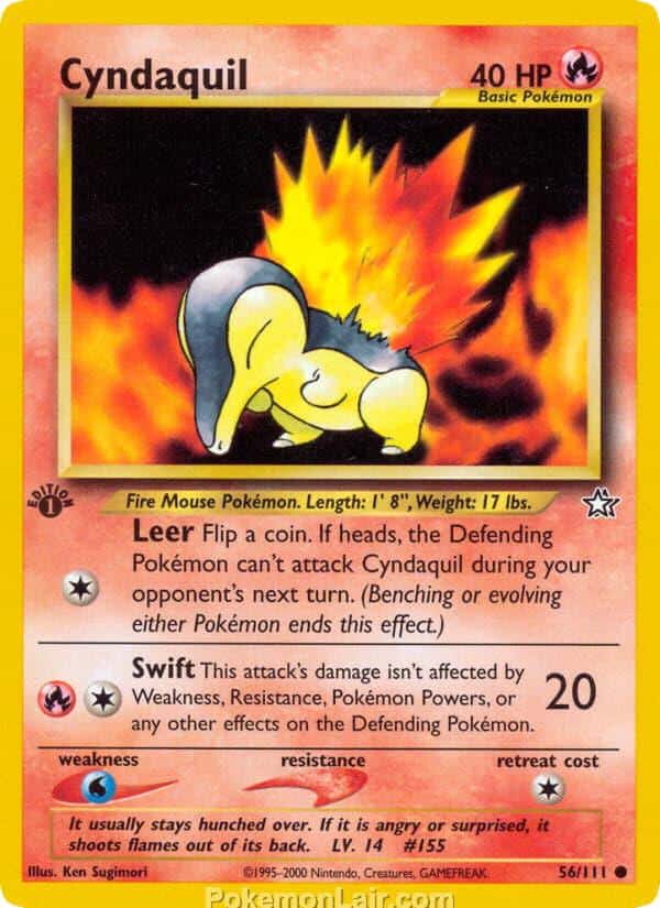 2000 Pokemon Trading Card Game NEO Genesis Price List 56 Cyndaquil