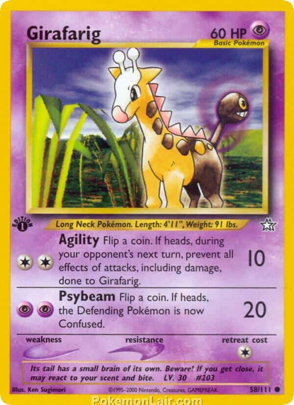 2000 Pokemon Trading Card Game NEO Genesis Price List 58 Girafarig