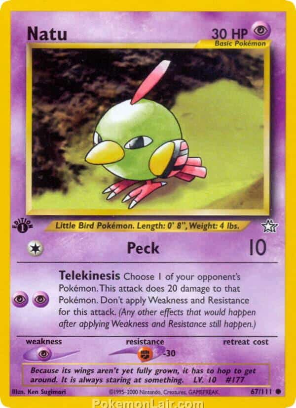 2000 Pokemon Trading Card Game NEO Genesis Price List 67 Natu
