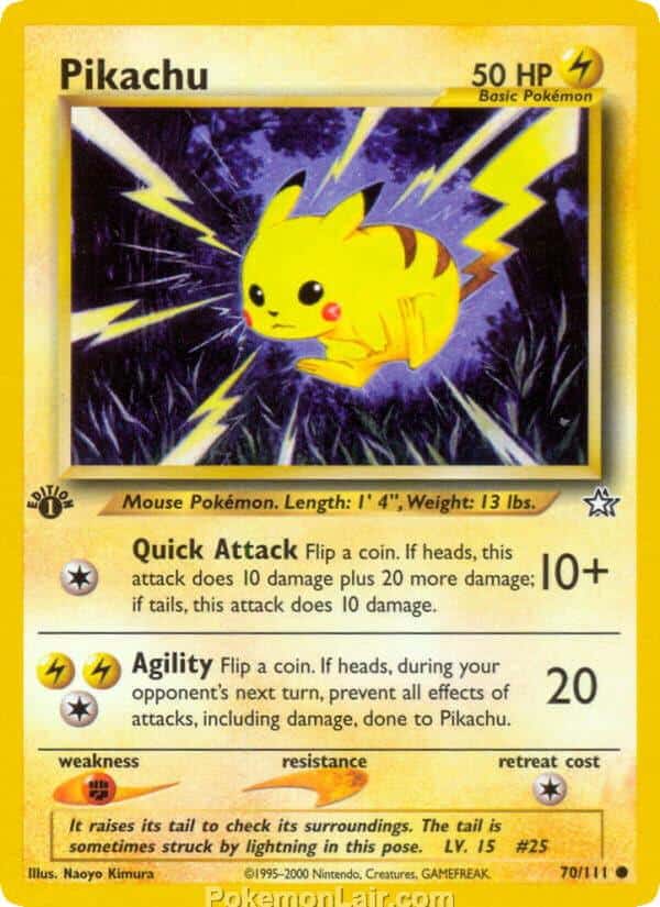 2000 Pokemon Trading Card Game NEO Genesis Price List 70 Pikachu